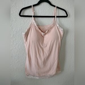 Women's Peach Lace Trim Cami Top